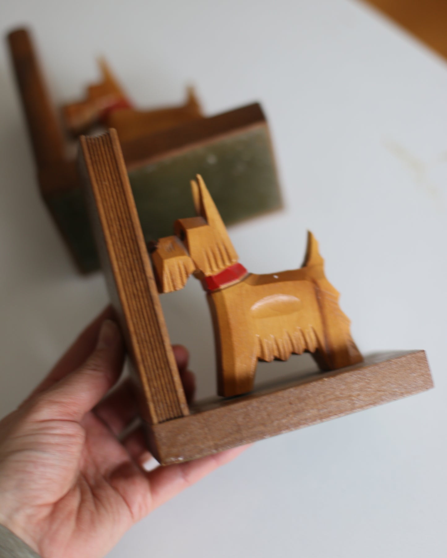 Vintage Wooden Dog Bookends