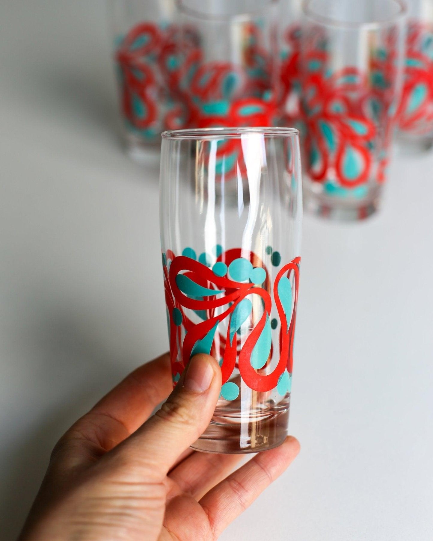 A set of 6 retro drinking glasses - Made in Yugoslavia