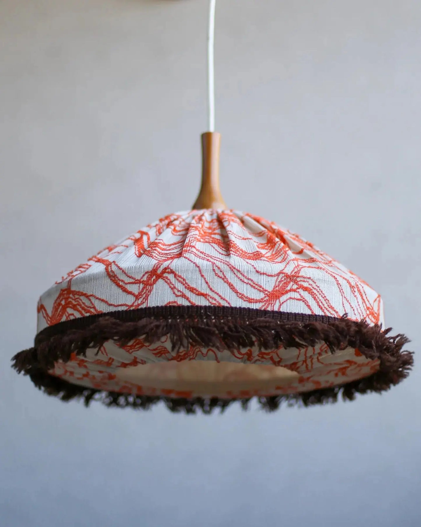 Vintage Fabric Lampshade with Fringe