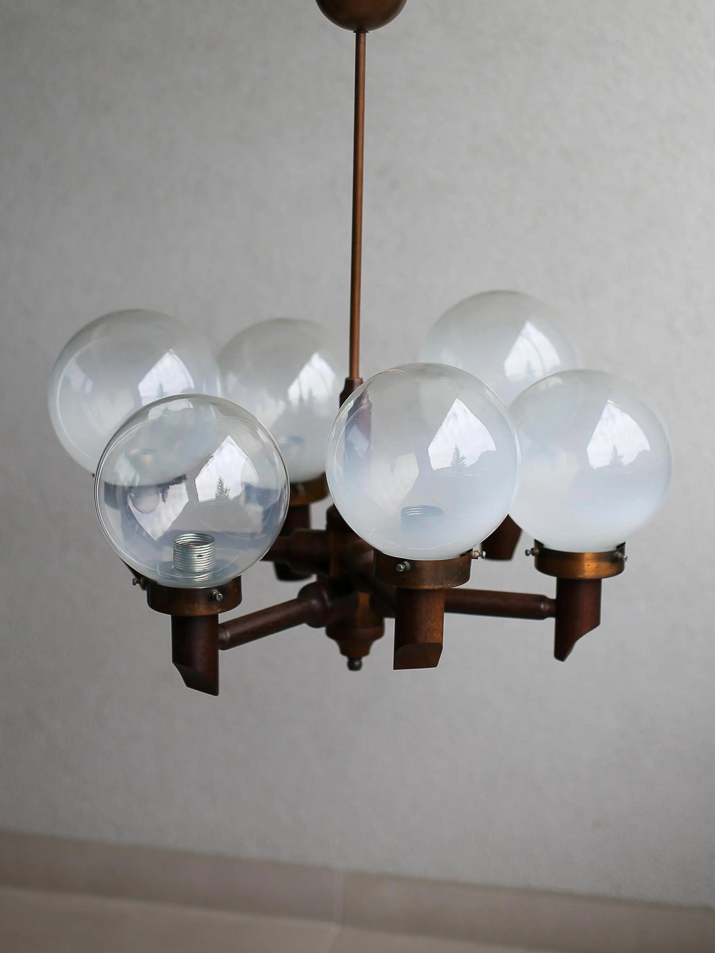XL Vintage Hand-Blown Glass Globe Chandelier