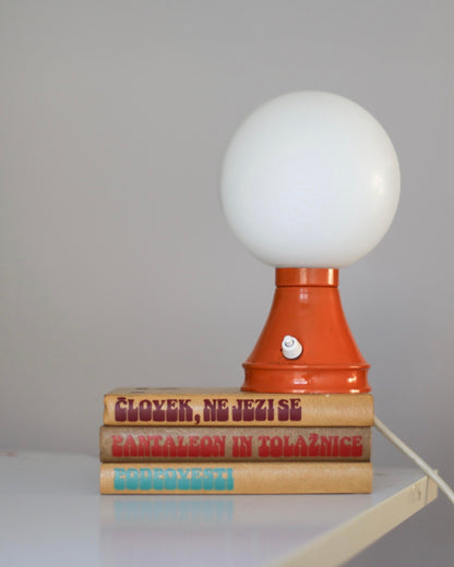 Vintage globe orange table lamp