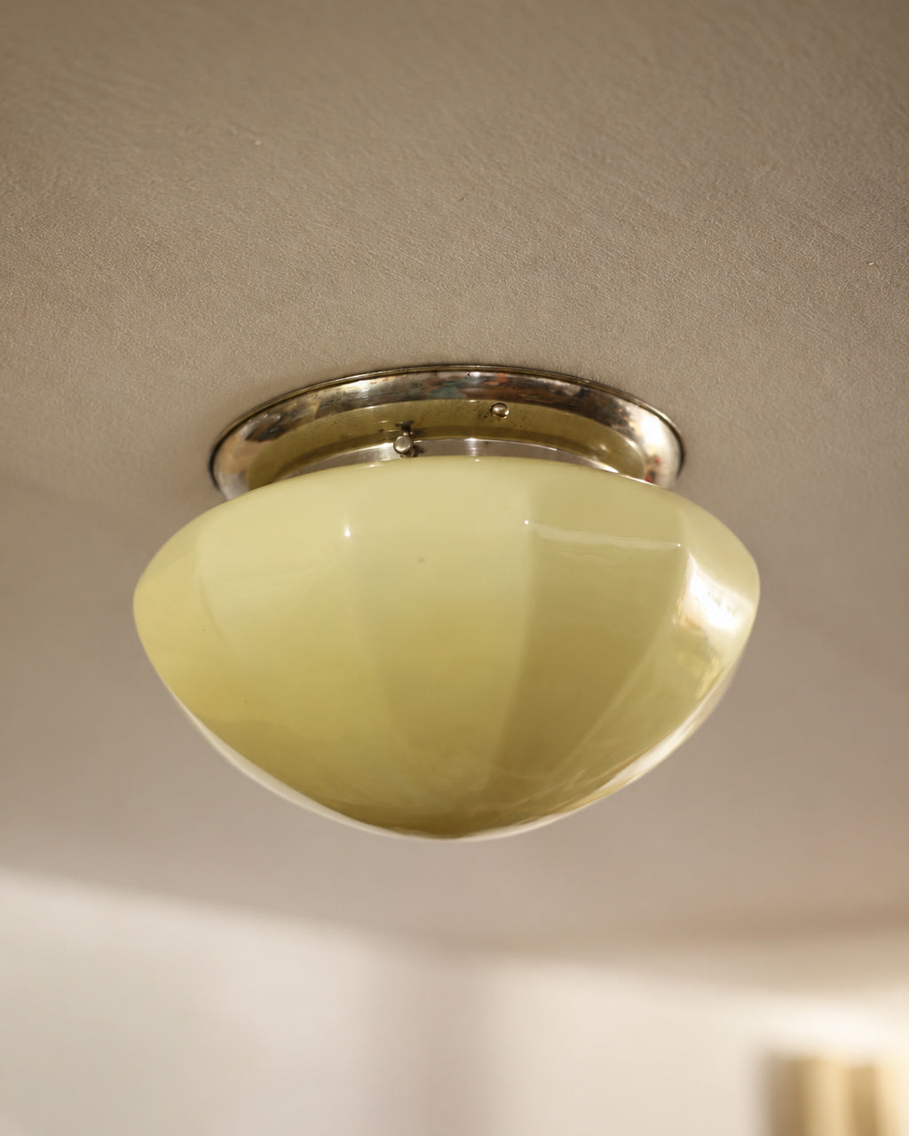 Vintage Soft Yellow Opaline Glass Wall Lamp | Yugoslavia, 1950s–1960s
