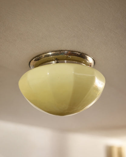 Vintage Soft Yellow Opaline Glass Wall Lamp | Yugoslavia, 1950s–1960s