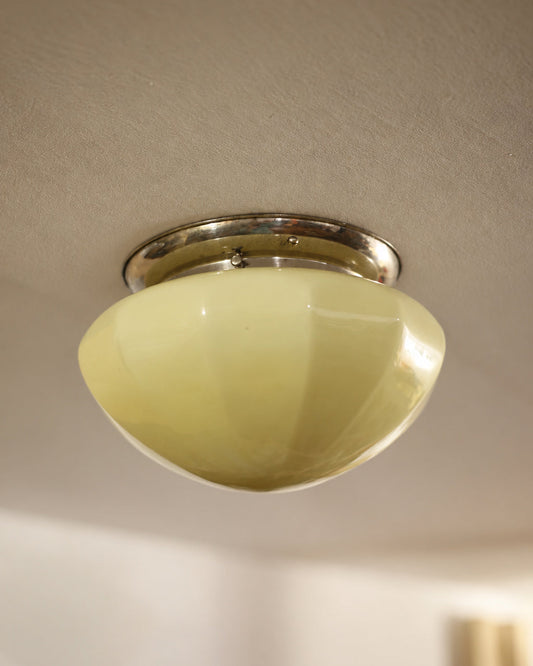 Vintage Soft Yellow Opaline Glass Wall Lamp | Yugoslavia, 1950s–1960s