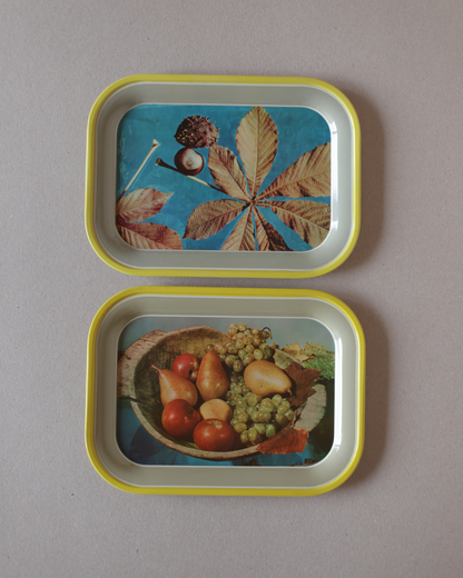 A Set of 2 Vintage Tin Trays by Saturnus