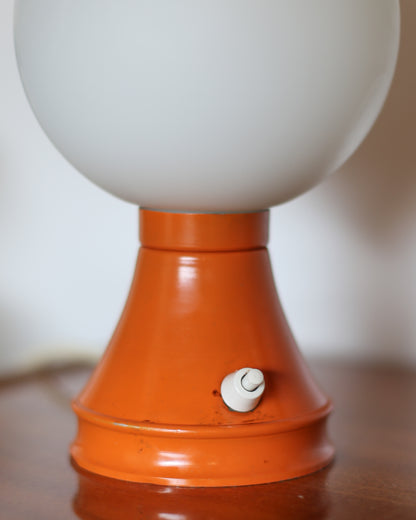 Vintage globe orange table lamp