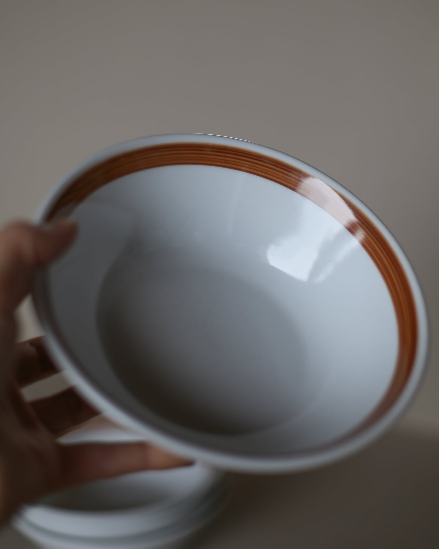 Set of 4 Vintage Jugokeramika Bowls with Brown Rim