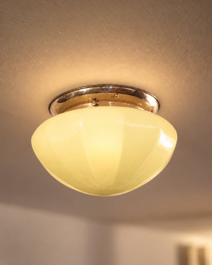 Vintage Soft Yellow Opaline Glass Wall Lamp | Yugoslavia, 1950s–1960s
