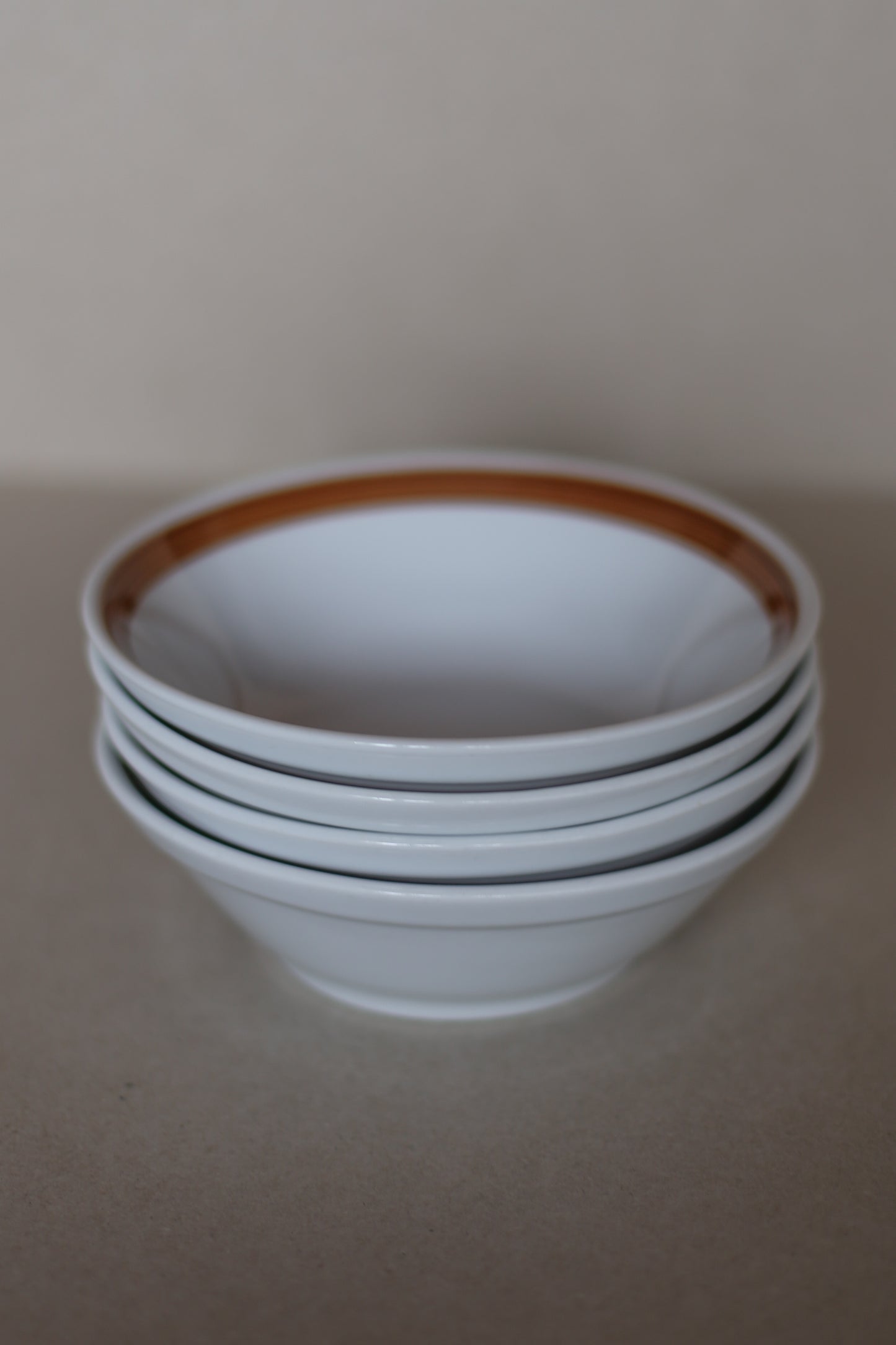 Set of 4 Vintage Jugokeramika Bowls with Brown Rim