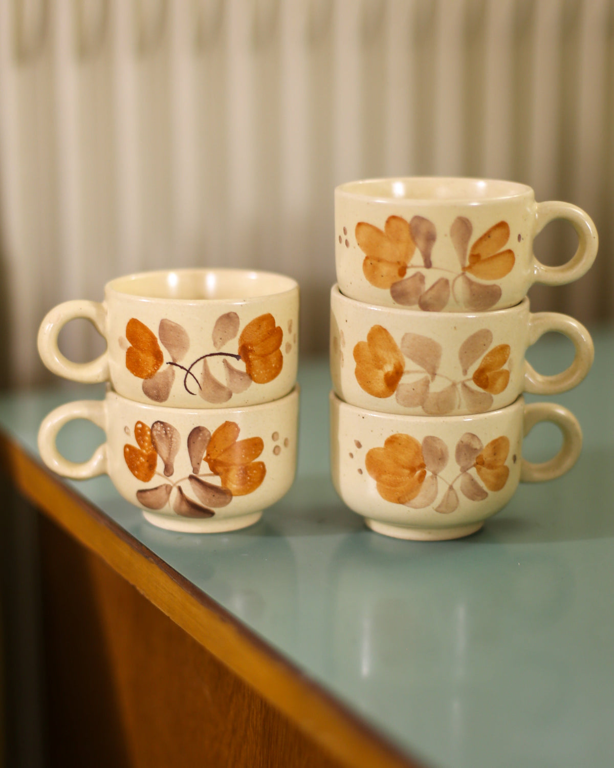 Vintage KIL Liboje Hand-Painted Floral Espresso Cups – Set of 5