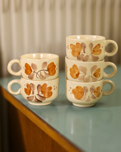 Vintage KIL Liboje Hand-Painted Floral Espresso Cups – Set of 5