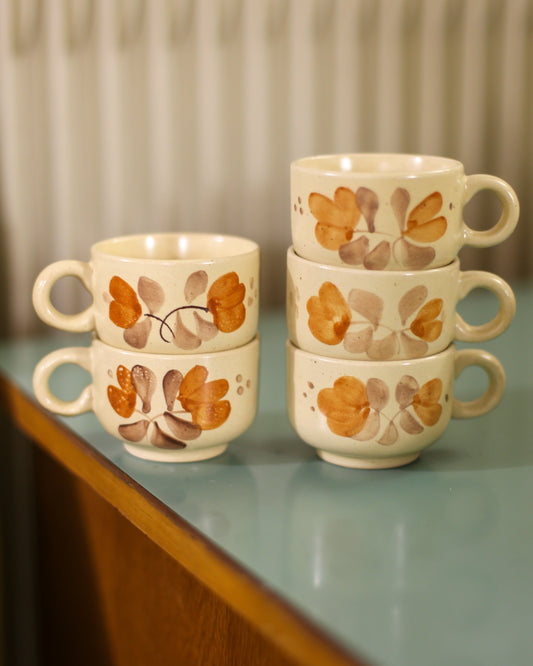 Vintage KIL Liboje Hand-Painted Floral Espresso Cups – Set of 5