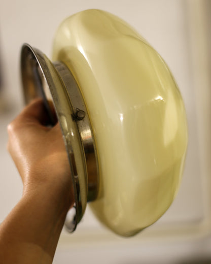 Vintage Soft Yellow Opaline Glass Wall Lamp | Yugoslavia, 1950s–1960s