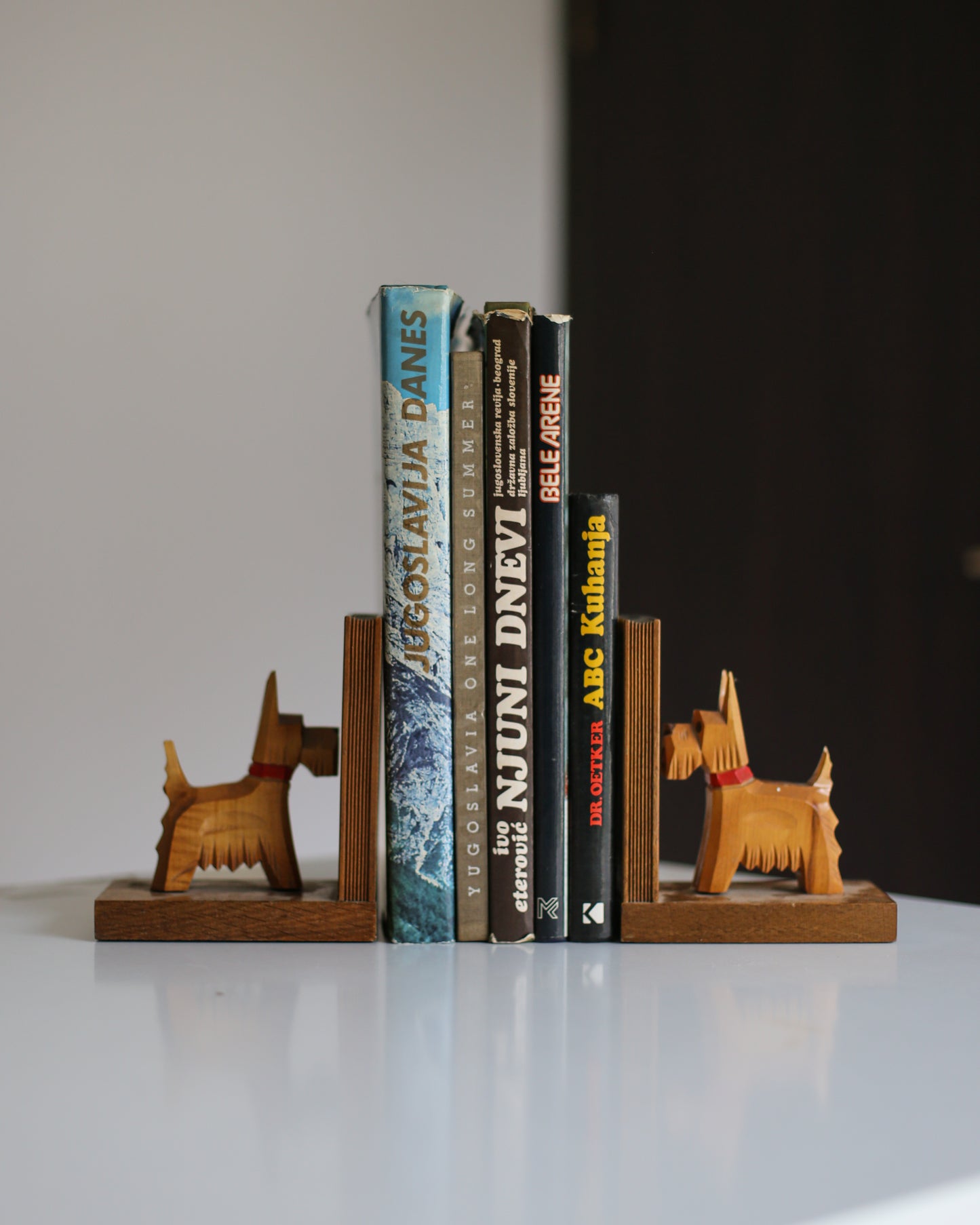 Vintage Wooden Dog Bookends