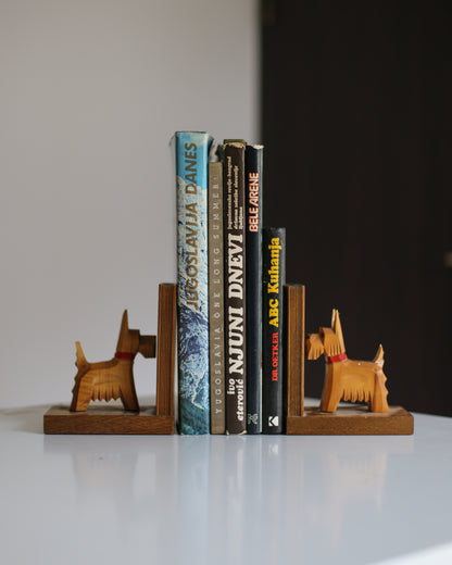 Vintage Wooden Dog Bookends