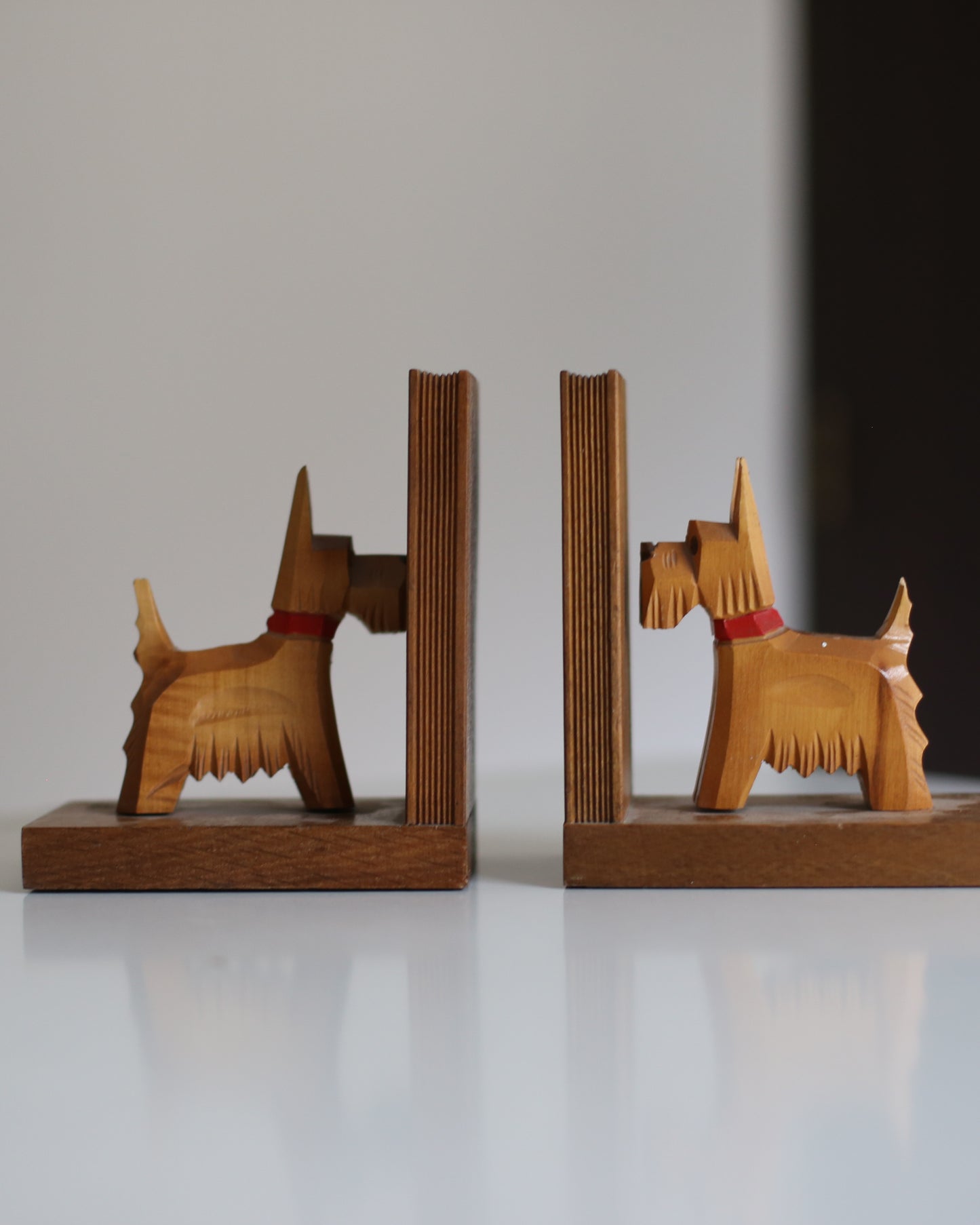 Vintage Wooden Dog Bookends