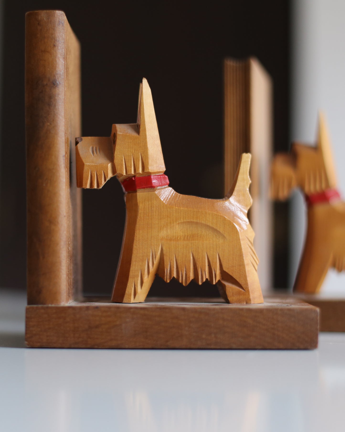 Vintage Wooden Dog Bookends