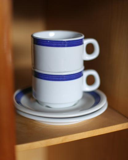 Set of 2 Vintage Jugokeramika Coffee Cups with Saucers