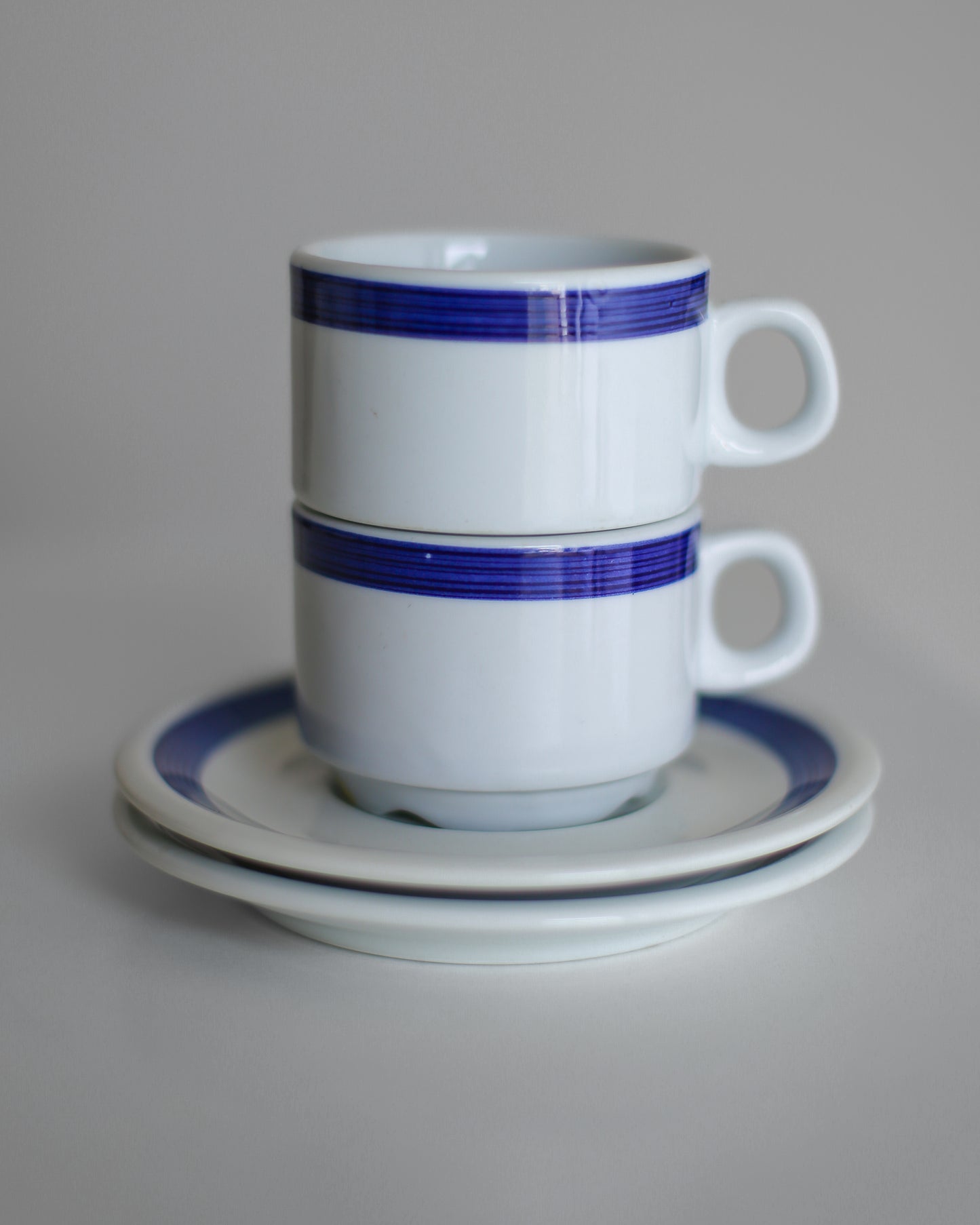 Set of 2 Vintage Jugokeramika Coffee Cups with Saucers