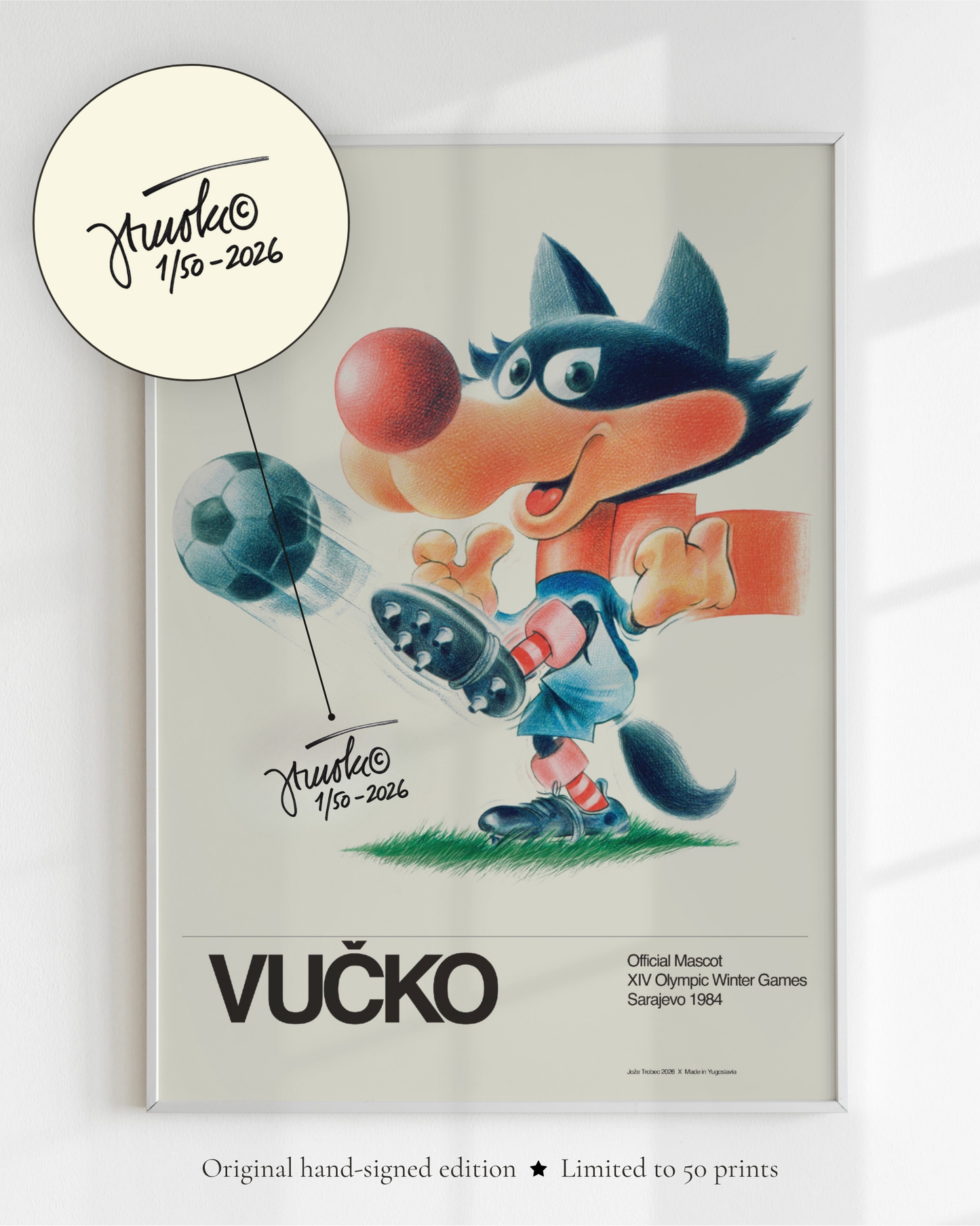 Vucko Football Poster by Joze Trobec - Original Signed Limited Edition