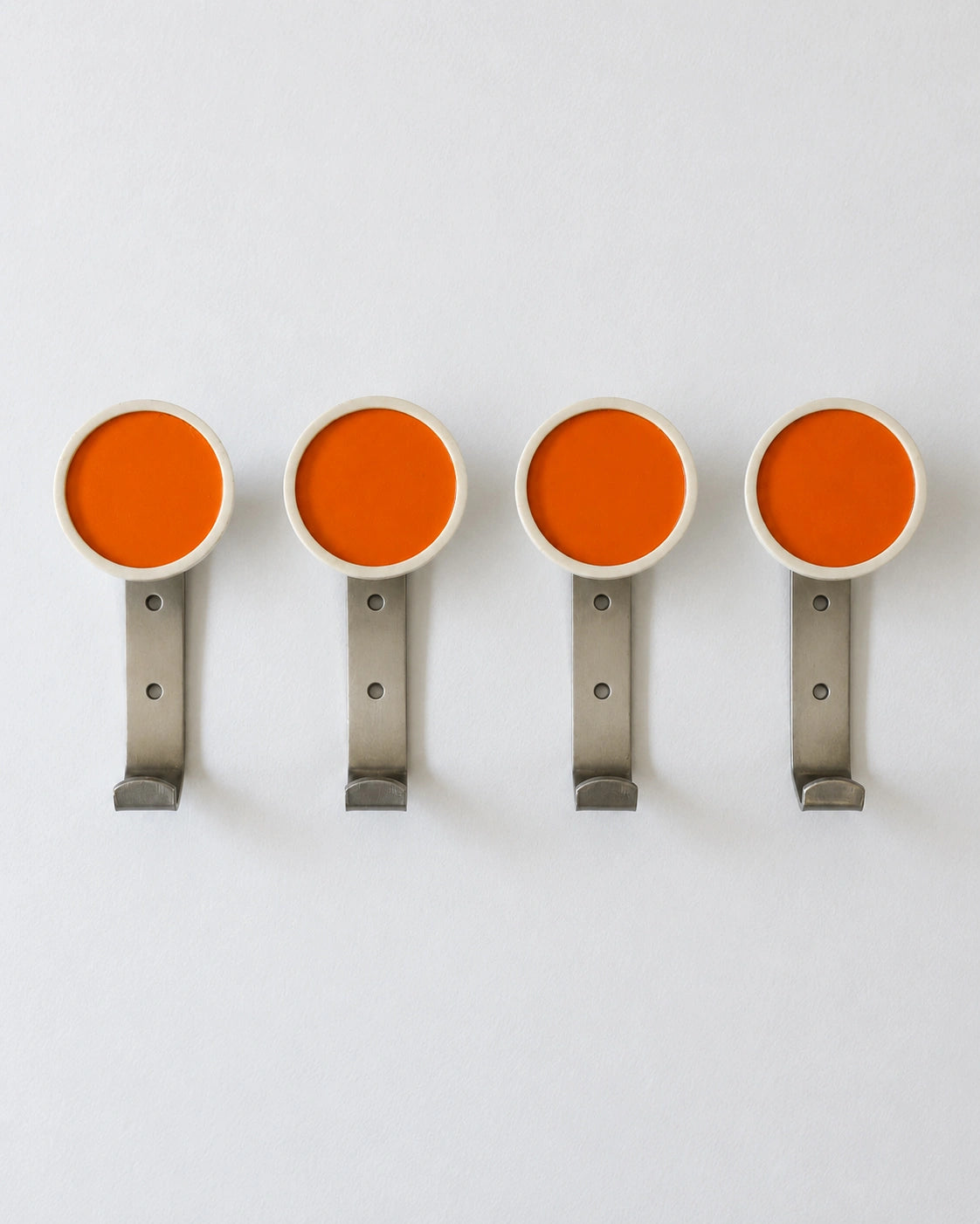Set of 4 Vintage Orange Wall Hooks
