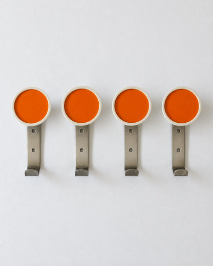 Set of 4 Vintage Orange Wall Hooks
