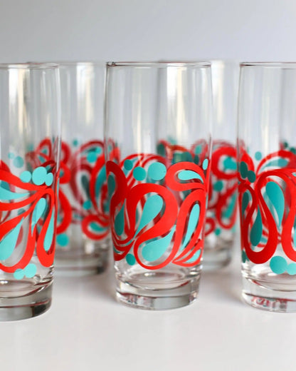 A set of 6 retro drinking glasses - Made in Yugoslavia