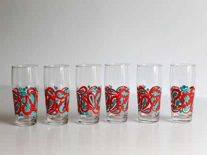 A set of 6 retro drinking glasses - Made in Yugoslavia