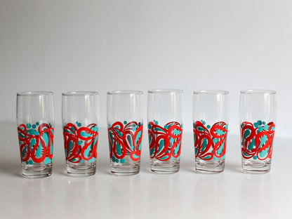 A set of 6 retro drinking glasses - Made in Yugoslavia