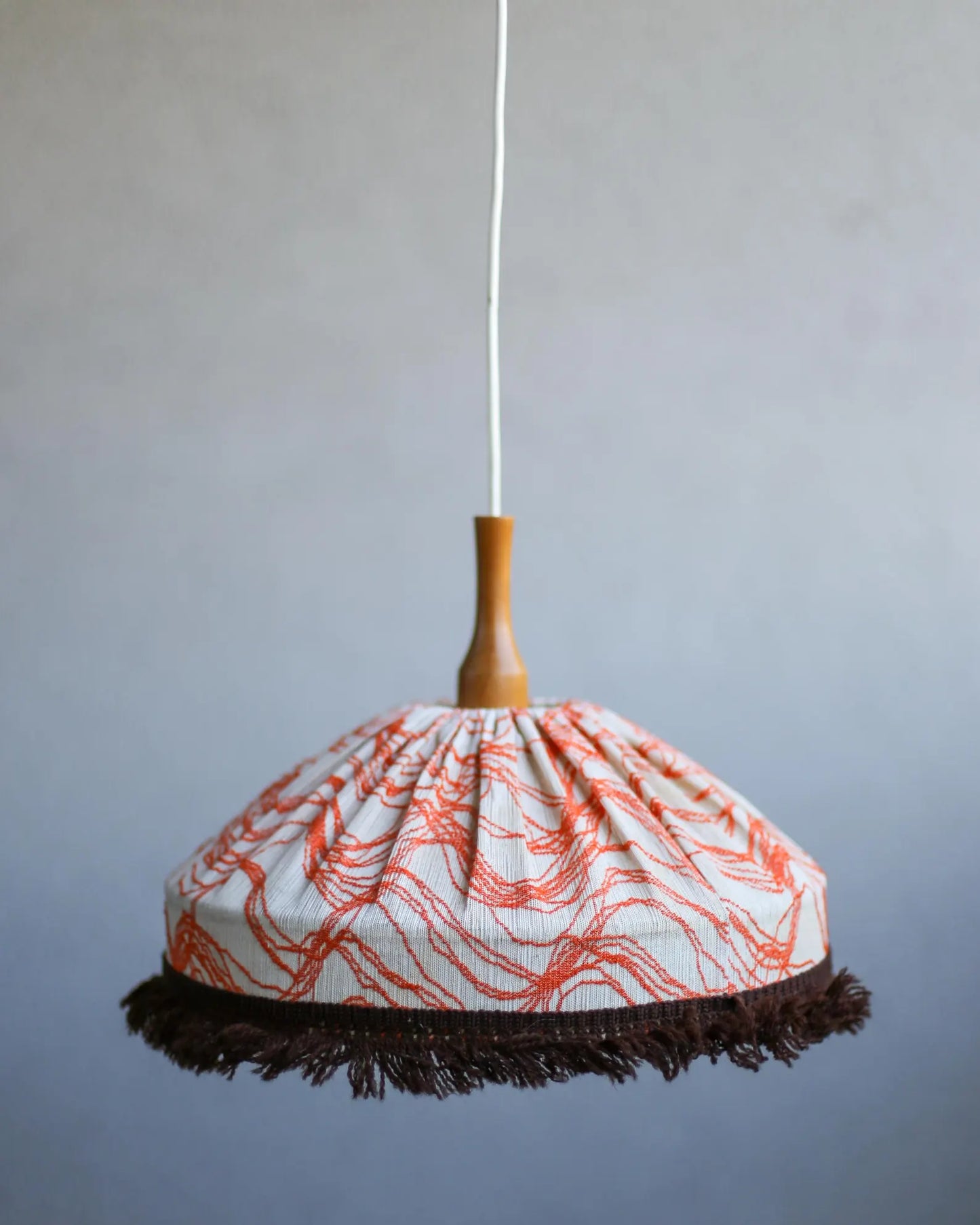 Vintage Fabric Lampshade with Fringe