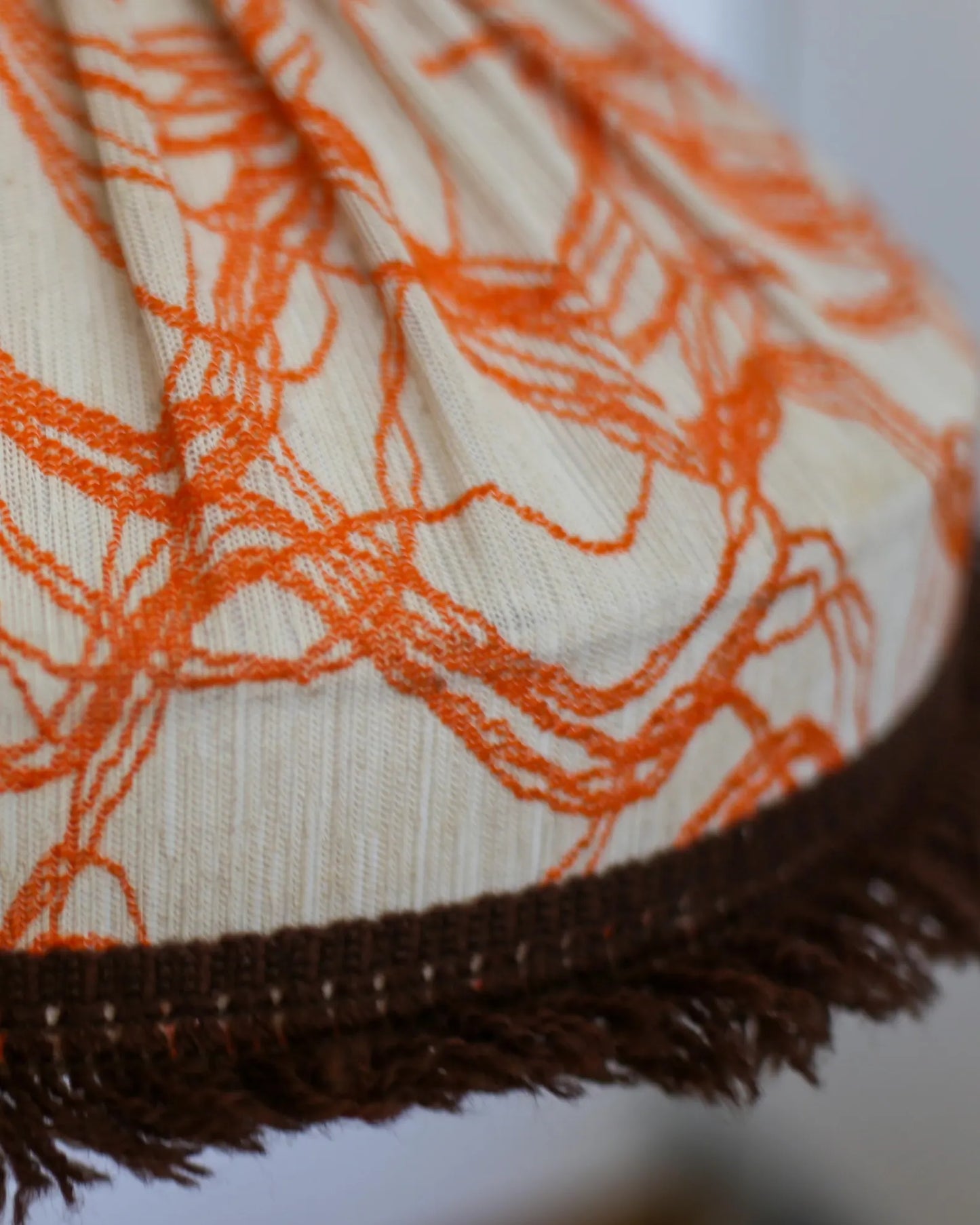 Vintage Fabric Lampshade with Fringe