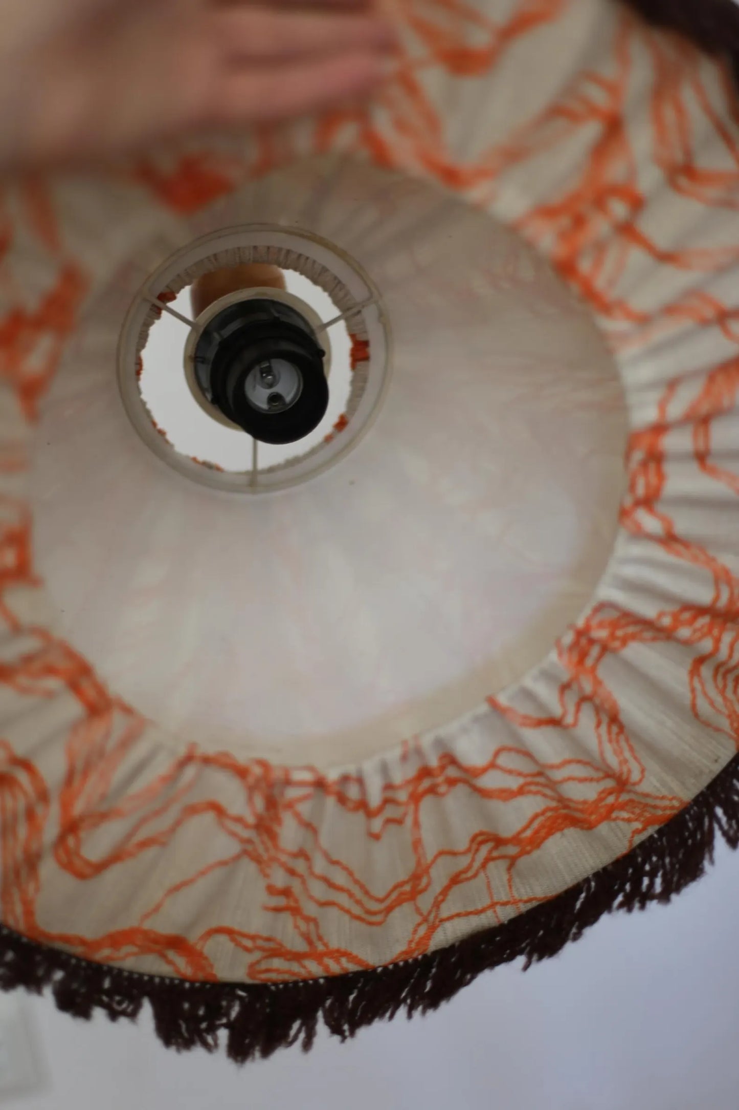 Vintage Fabric Lampshade with Fringe