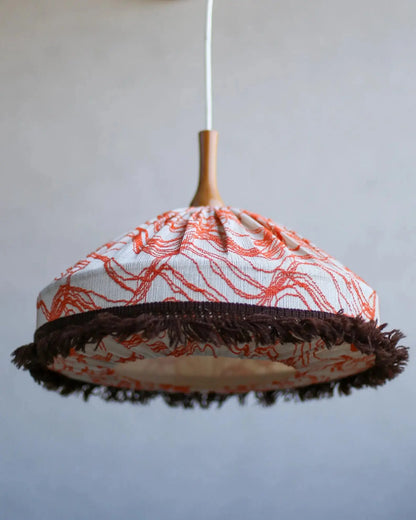 Vintage Fabric Lampshade with Fringe