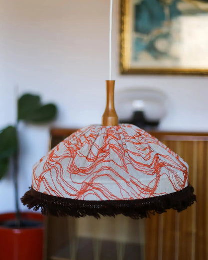 Vintage Fabric Lampshade with Fringe