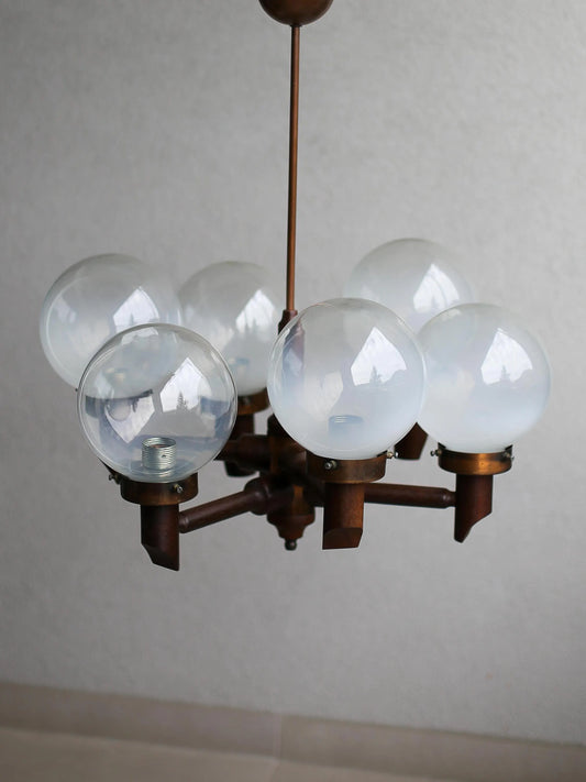 XL Vintage Hand-Blown Glass Globe Chandelier