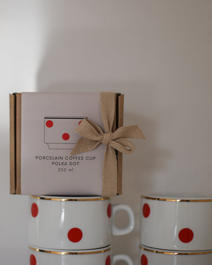 Polka Dot Coffee Cup Set for Two