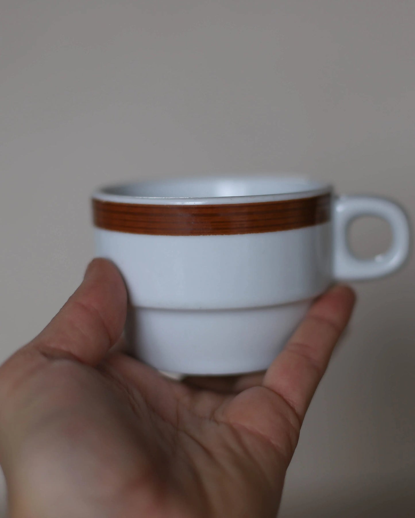 Vintage Jugokeramika Coffee Cup & Oval Dish Set – Brown Stripe