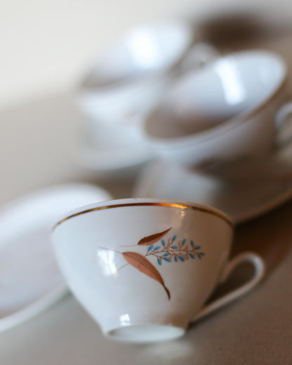 Vintage Jugokeramika Porcelain Tea Cups with Saucers (Set of 3)