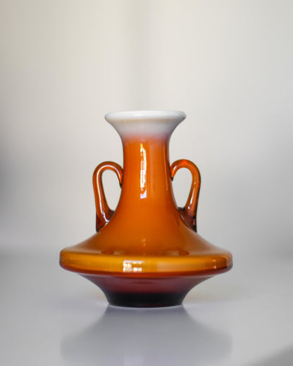 Vintage Amber Cased Glass Vase