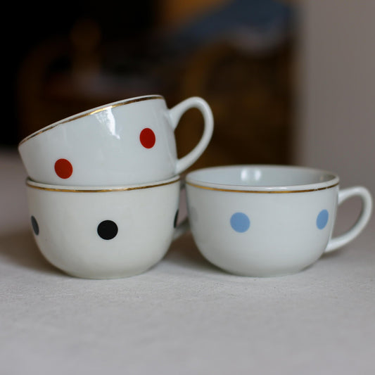 Set of 3 polkadot Jugokeramika cups - Made in Yugoslavia