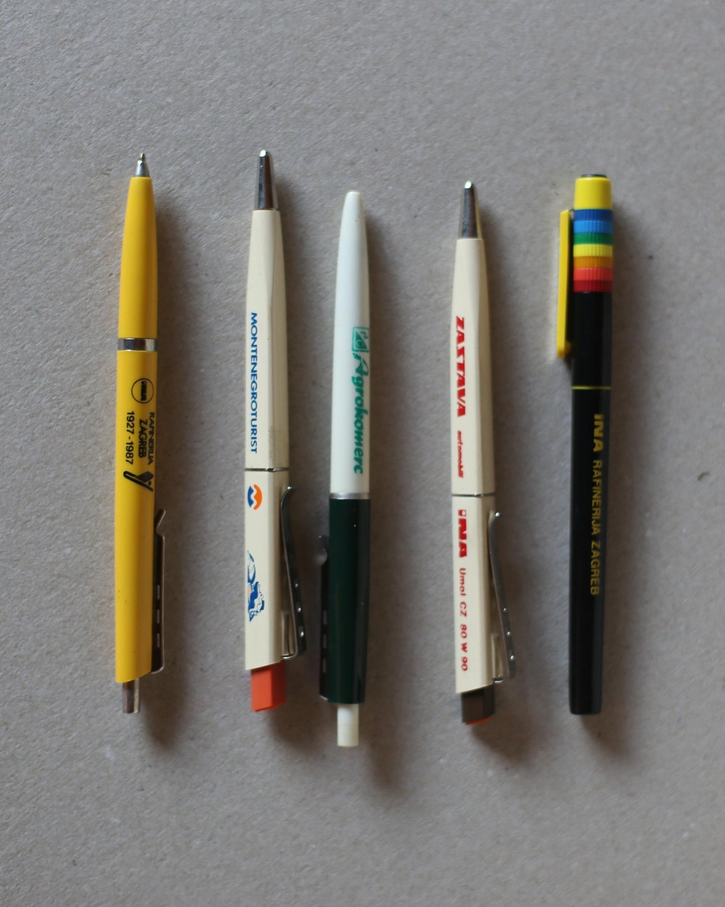 Set of 5 Vintage Yugoslav Ballpoint Pens - Made in Yugoslavia