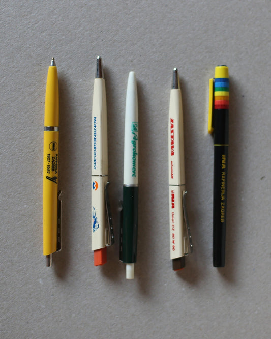 Set of 5 Vintage Yugoslav Ballpoint Pens - Made in Yugoslavia