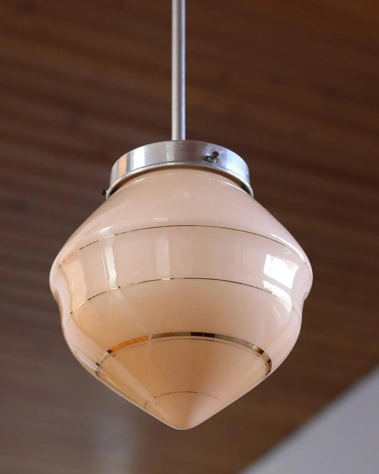 Vintage Glass Pendant Lamp - Made in Yugoslavia