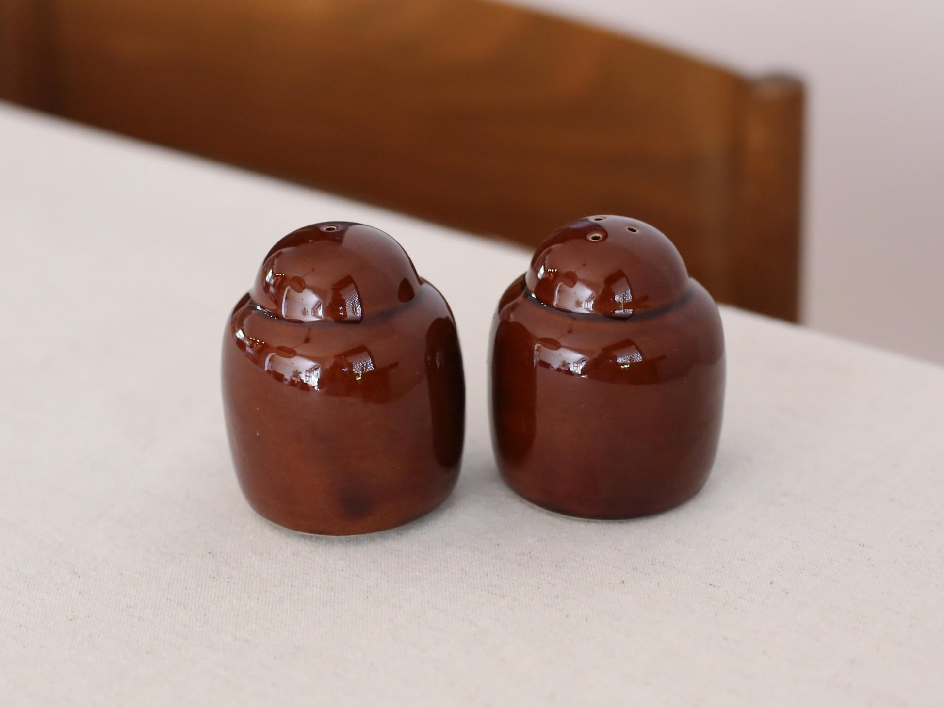 Vintage KIL Brown Glaze Salt and Pepper Shakers - Made in Yugoslavia