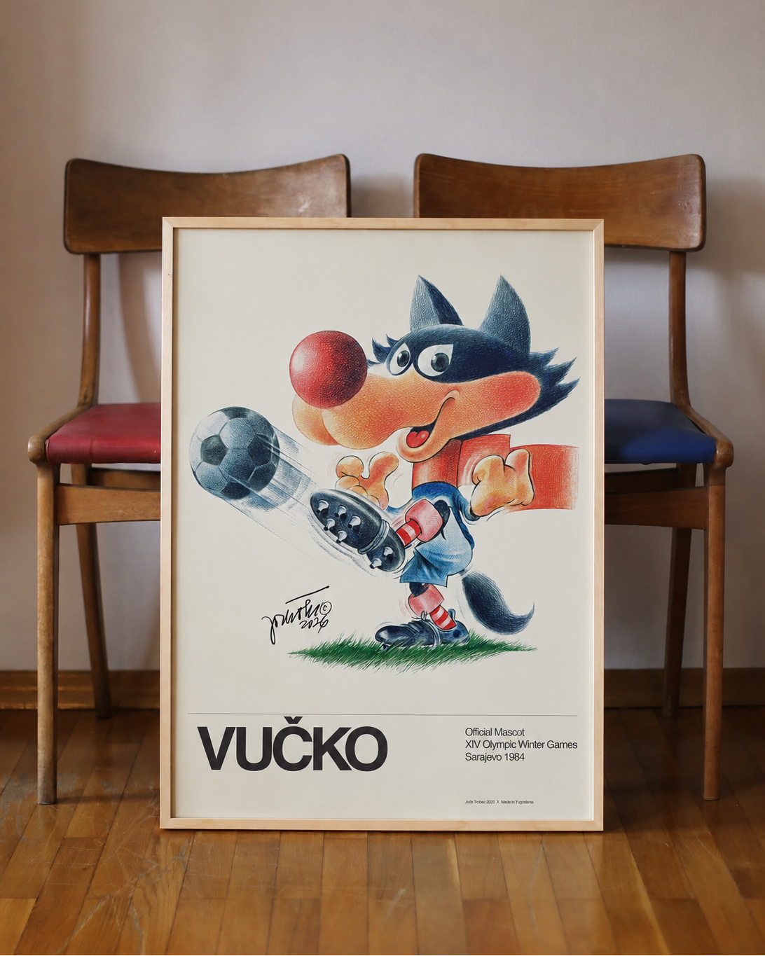 Vucko Football Poster by Joze Trobec - Original Signed Limited Edition